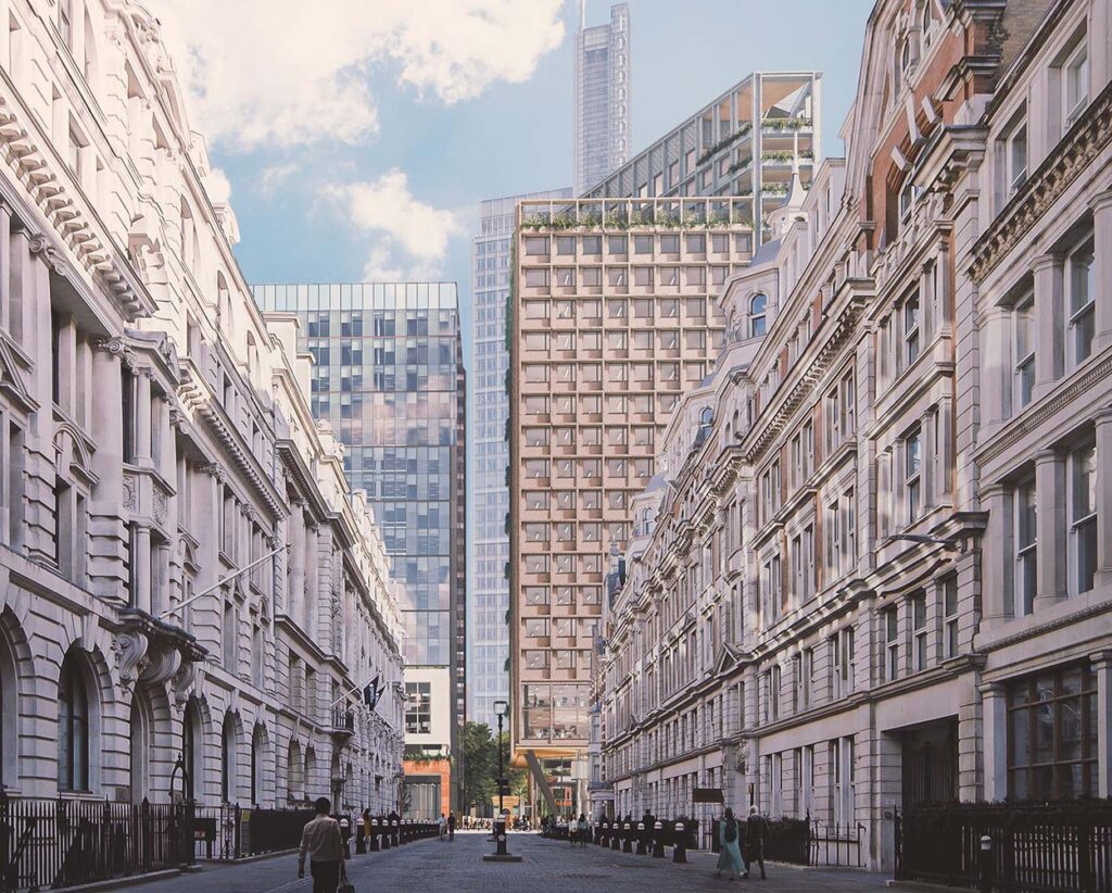 Planning approval for 23 storey mixed-use building at Old Broad Street EC2 facilitates restoration of the Bishopsgate Bath House